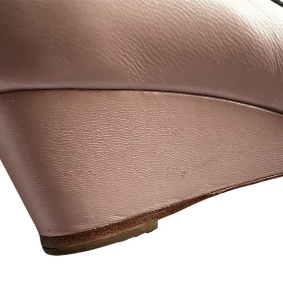 Bloch Blush Pink with Black Cap Toe Ballet Style Mini Wedge Heels Size 39.5 - Picture 10 of 11